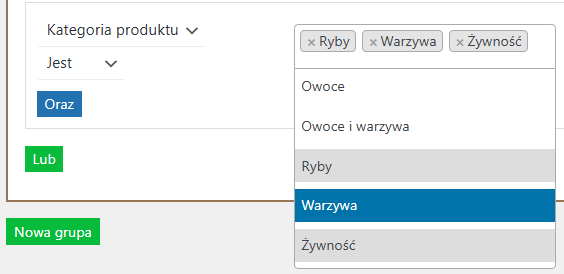 Warunek - kategoria produktu