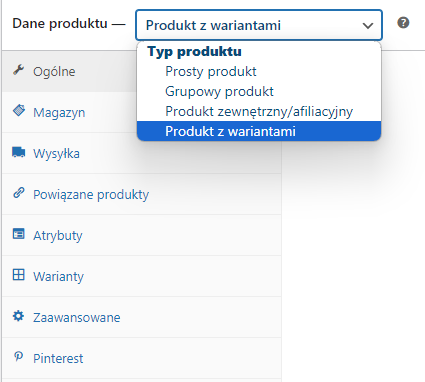 Dodawanie produktu z wariantami w WooCommerce
