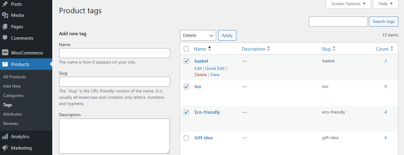 Jak usunąć tagi produktów w WooCommerce