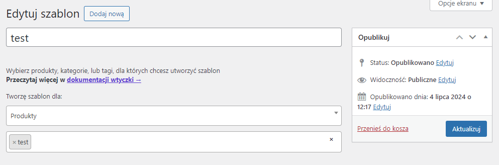 Kalkulator miar WooCommerce - ustawienia szablonu