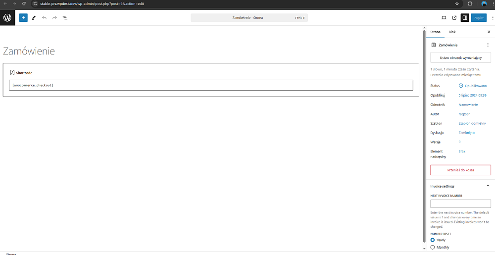 Formularz zamówienia WooCommerce klasyczny shortcode