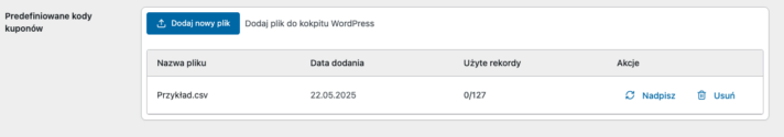 Import kodów kuponów we wtyczce Kupony PDF WooCommerce PRO