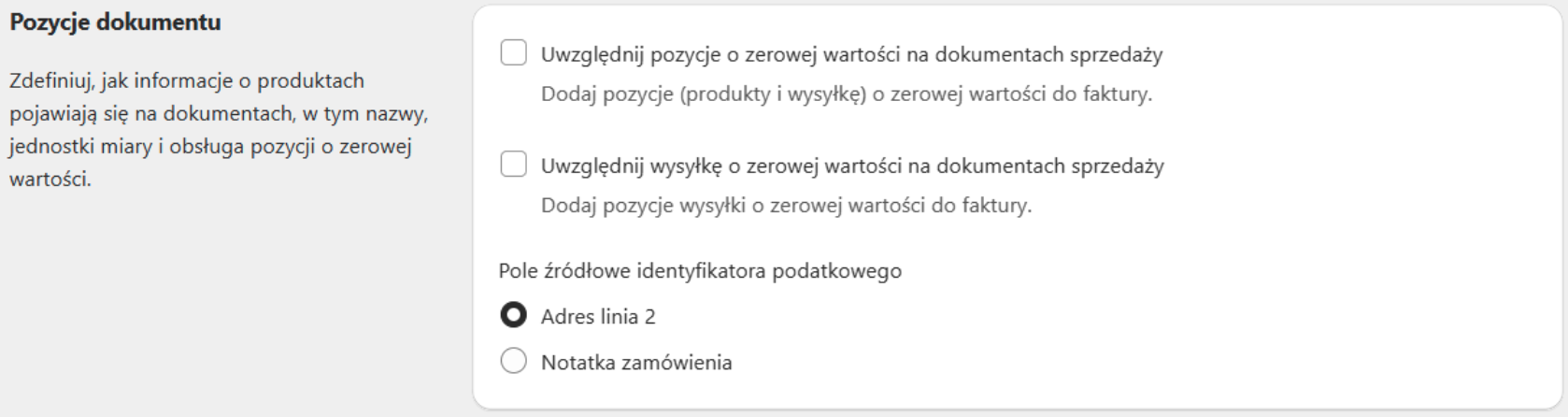 Pozycje dokumentów wFirma w sklepie Shopify