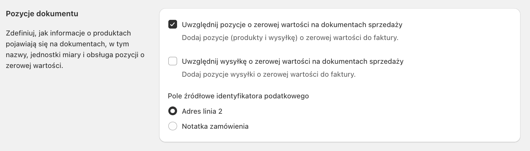 Fakturownia dla Shopify - pozycje dokumentów