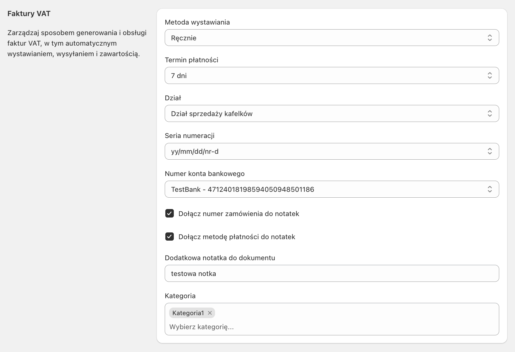Fakturownia dla Shopify - ustawienia faktur