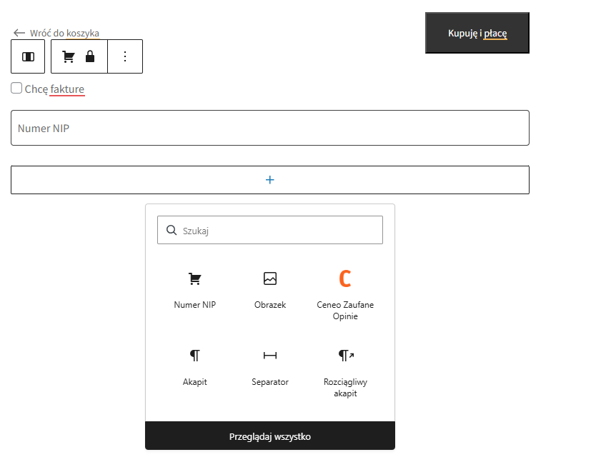 Moduł checboxa Ceneo ze zgodą w formularzu blokowym WooCommerce