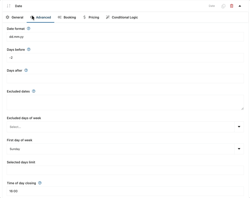 Ustawienia pól sprzedających usługi hotelowe w WooCommerce