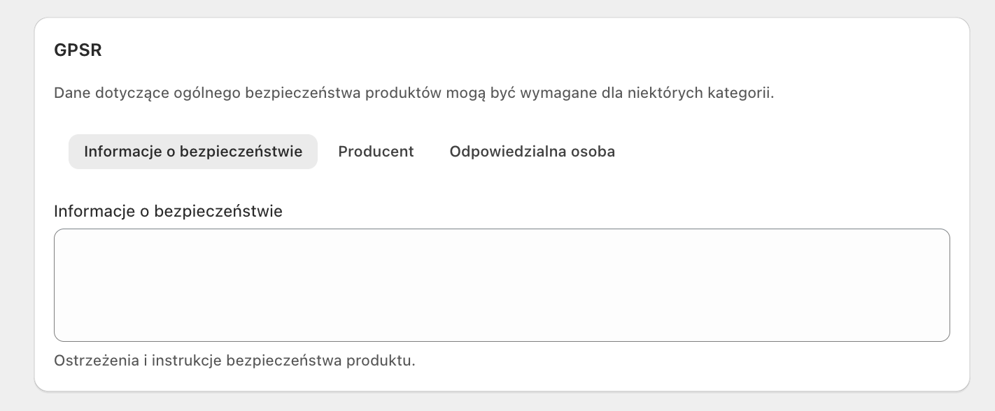 Allegro Shopify - GPSR