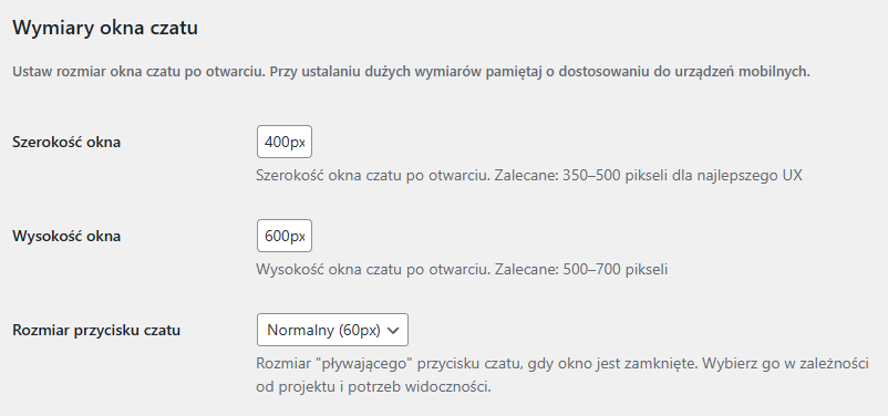 Wymiary okna