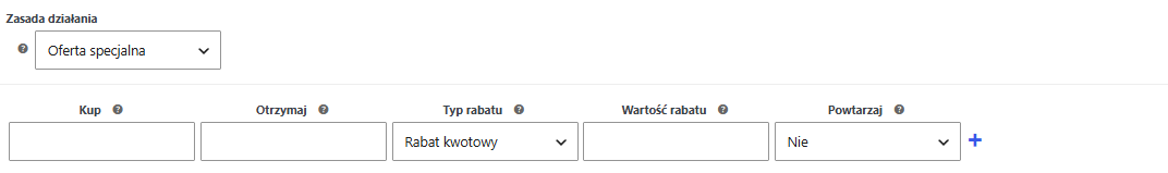 Ustawienia oferty specjalnej