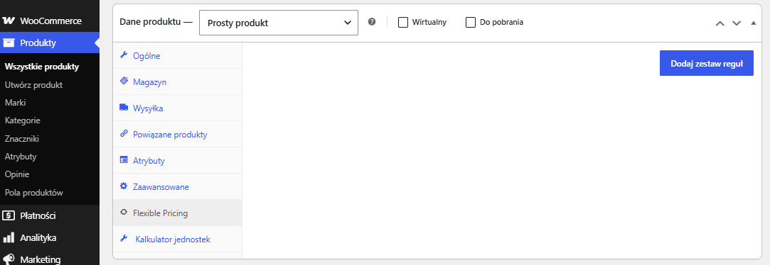 Ustawienia promocji dla produktu