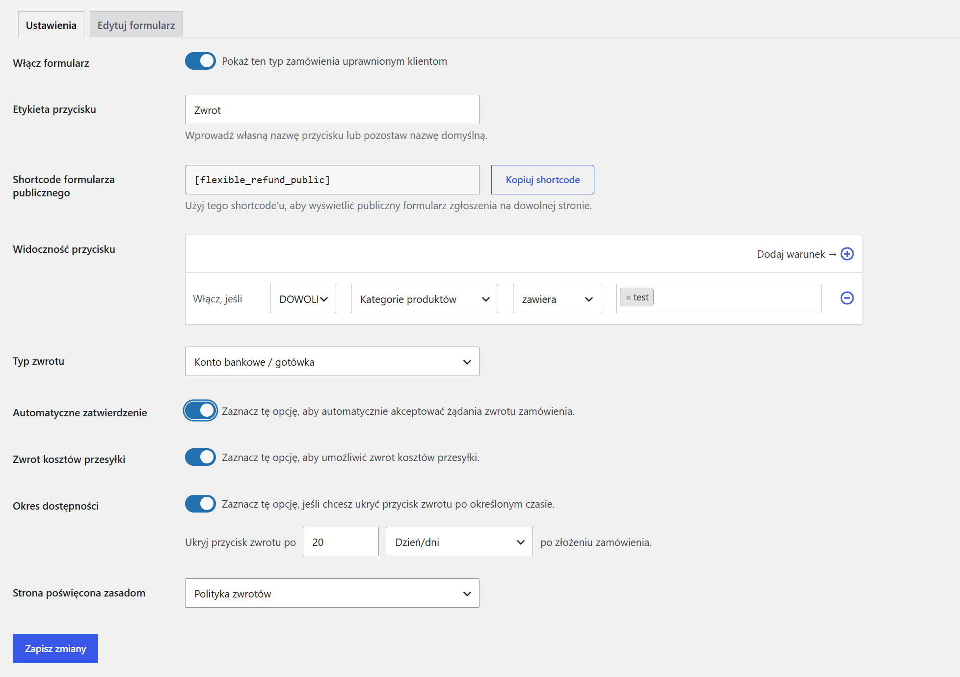 Elastyczne zwroty i reklamacje WooCommerce - ustawienia zwrotów