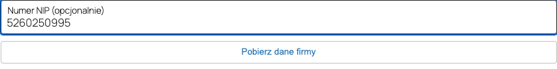 Rys. 8. Pole NIP i przycisk pobierania danych firmy w kasie WooCommerce.
