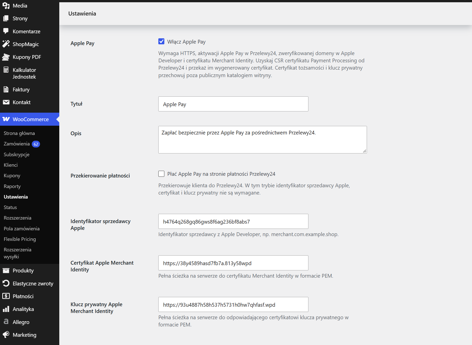 Przelewy24 - konfiguracja Apple Pay bezpośrednio w checkoucie WooCommerce